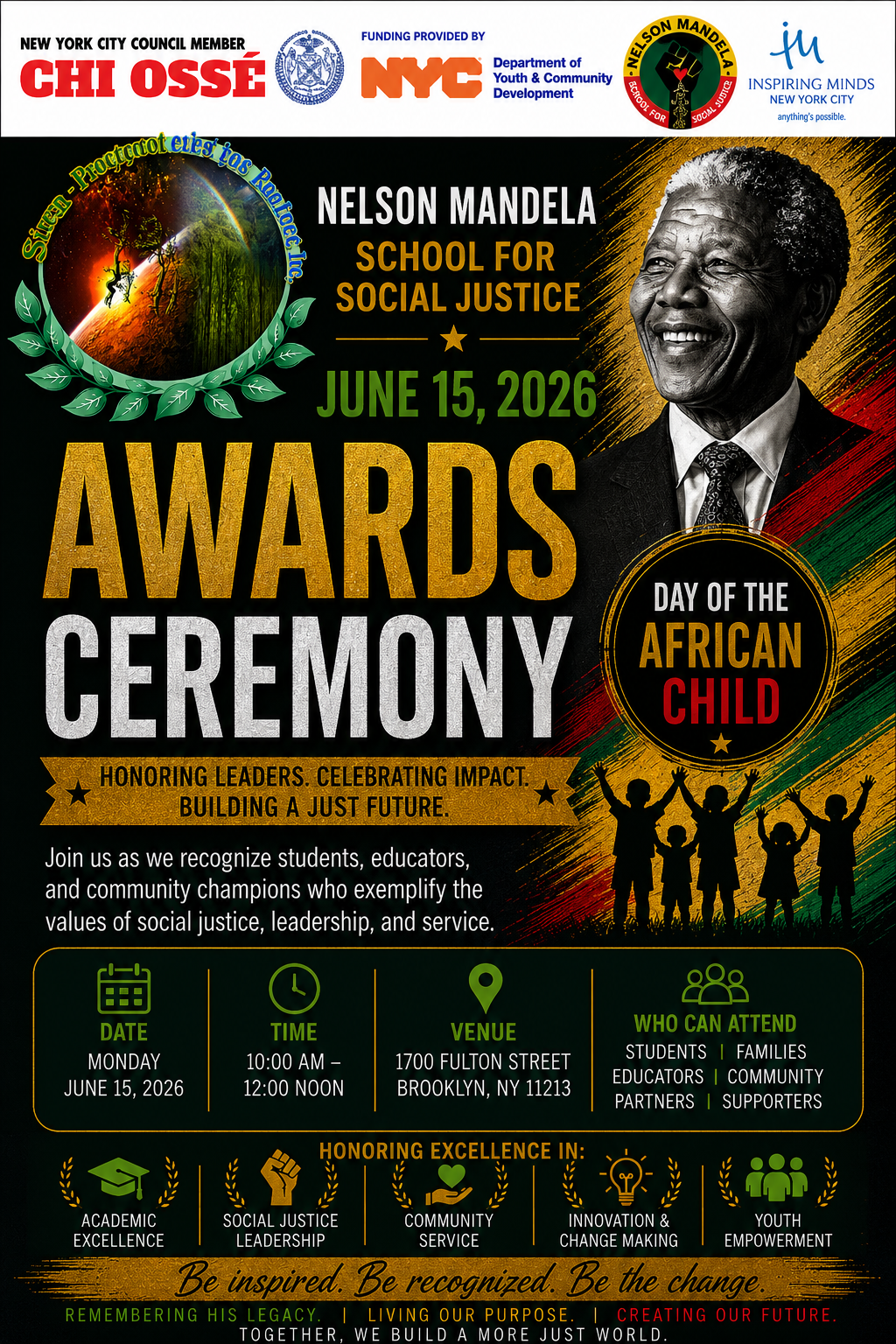 Nelson Mandela School for Social Justice Awards Ceremony — June 15, 2026