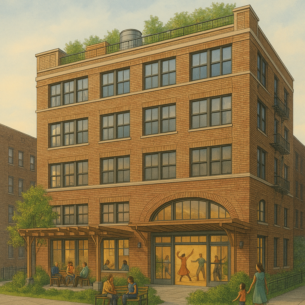 The Siren Commons — projected eco-arts campus rendering